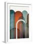 MidCentury Arches Teal Orange 1-Urban Epiphany-Framed Art Print