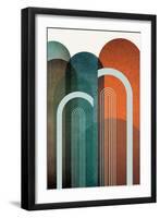 MidCentury Arches Teal Orange 2-Urban Epiphany-Framed Art Print