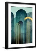 MidCentury Arches Teal-Urban Epiphany-Framed Art Print