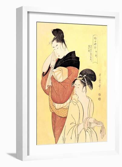 Midday Bath Preparations: The Hour of the Horse-Kitagawa Utamaro-Framed Art Print