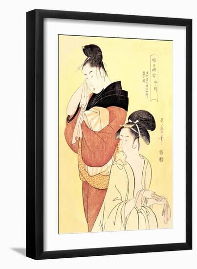 Midday Bath Preparations: The Hour of the Horse-Kitagawa Utamaro-Framed Art Print