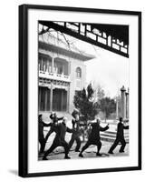 Middle-Aged Chinese Men Practice T'ai Chi in Hopei Province, Communist China, Jan 1962-null-Framed Photo