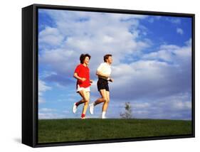 Middle-Aged Couple Jogging Together-Bill Bachmann-Framed Stretched Canvas