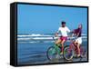 Middle-aged Couple Riding Bikes on the Beach-Bill Bachmann-Framed Stretched Canvas