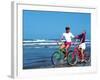 Middle-aged Couple Riding Bikes on the Beach-Bill Bachmann-Framed Photographic Print