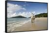 Middle Aged Couple Walking on Lambert Beach, Tortola, British Virgin Islands-Macduff Everton-Framed Stretched Canvas