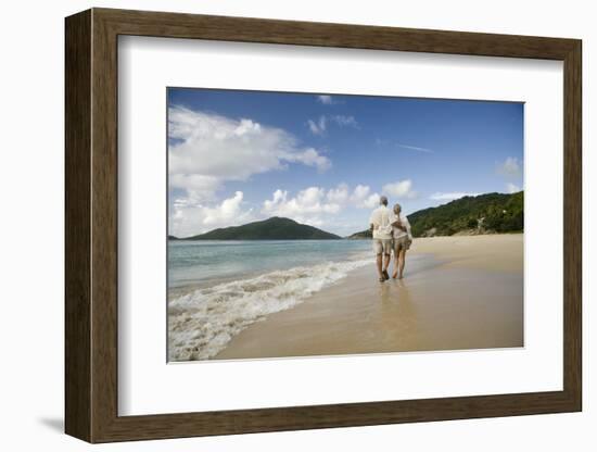 Middle Aged Couple Walking on Lambert Beach, Tortola, British Virgin Islands-Macduff Everton-Framed Photographic Print