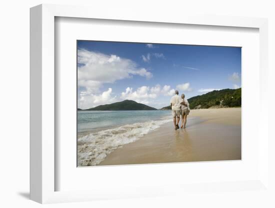 Middle Aged Couple Walking on Lambert Beach, Tortola, British Virgin Islands-Macduff Everton-Framed Photographic Print