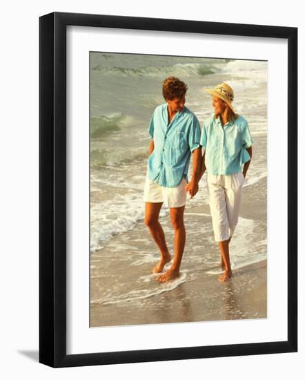 Middle-aged Couple Walking on the Beach-Bill Bachmann-Framed Photographic Print