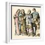 Middle Ages: Charlemagne, King of the Franks with His Wife Queen Hildegarde of Vintschgau and His C-null-Framed Giclee Print