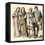 Middle Ages: Charlemagne, King of the Franks with His Wife Queen Hildegarde of Vintschgau and His C-null-Framed Stretched Canvas