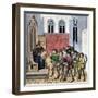 Middle Ages: Peasants Receiving Orders from Lords before Going to Work, 15Th Century. Colourful Eng-Unknown Artist-Framed Giclee Print