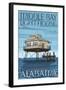 Middle Bay Lighthouse - Alabama-Lantern Press-Framed Art Print