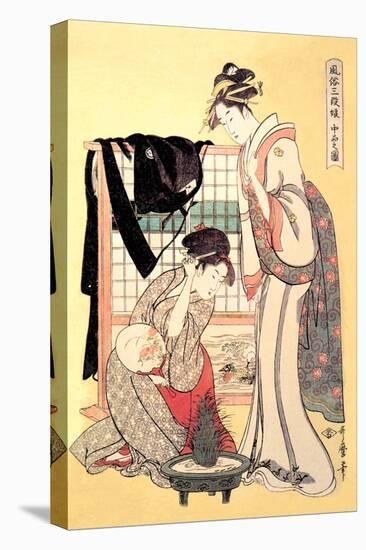 Middle Class Mother and Daughter-Kitagawa Utamaro-Stretched Canvas