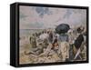 Middle Class on the Beach, France-null-Framed Stretched Canvas