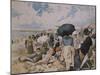 Middle Class on the Beach, France-null-Mounted Giclee Print