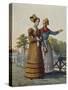 Middle-Class Women's Costumes of Passau in Bavaria. Engraving, Circa 1820-null-Stretched Canvas