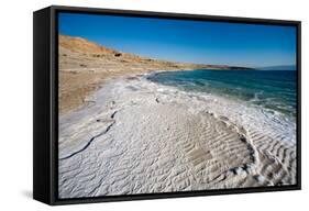Middle East, Israel, Dead Sea salt on coast and in water-Samuel Magal-Framed Stretched Canvas