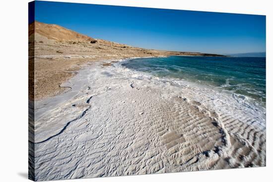 Middle East, Israel, Dead Sea salt on coast and in water-Samuel Magal-Stretched Canvas