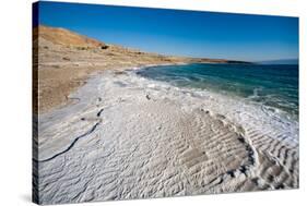 Middle East, Israel, Dead Sea salt on coast and in water-Samuel Magal-Stretched Canvas