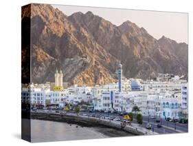 Middle East, Oman, Muscat, Mutrah, Elevated View Along Corniche, Latticed Houses and Mutrah Mosque-Gavin Hellier-Stretched Canvas