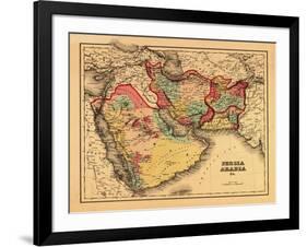 Middle East "Persia Arabia" - Panoramic Map-Lantern Press-Framed Art Print