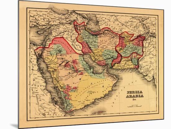 Middle East "Persia Arabia" - Panoramic Map-Lantern Press-Mounted Art Print