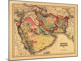 Middle East "Persia Arabia" - Panoramic Map-Lantern Press-Mounted Art Print