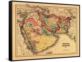 Middle East "Persia Arabia" - Panoramic Map-Lantern Press-Framed Stretched Canvas