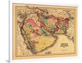 Middle East "Persia Arabia" - Panoramic Map-Lantern Press-Framed Art Print