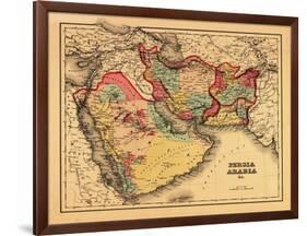 Middle East "Persia Arabia" - Panoramic Map-Lantern Press-Framed Art Print