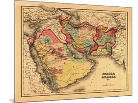 Middle East "Persia Arabia" - Panoramic Map-Lantern Press-Mounted Art Print