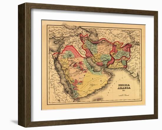 Middle East "Persia Arabia" - Panoramic Map-Lantern Press-Framed Art Print