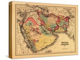 Middle East "Persia Arabia" - Panoramic Map-Lantern Press-Stretched Canvas
