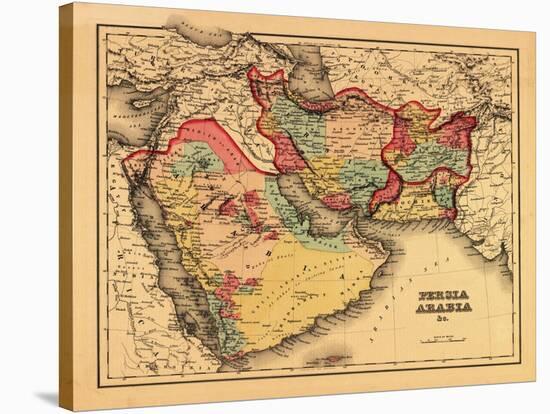 Middle East "Persia Arabia" - Panoramic Map-Lantern Press-Stretched Canvas