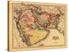 Middle East "Persia Arabia" - Panoramic Map-Lantern Press-Stretched Canvas