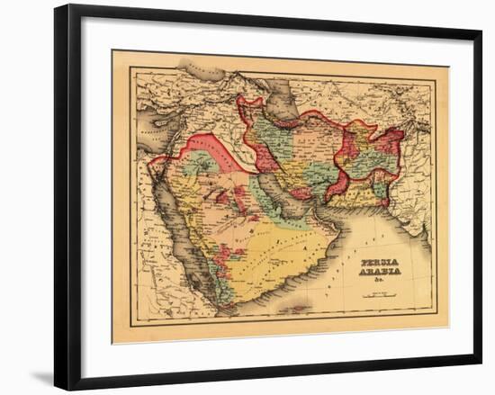 Middle East "Persia Arabia" - Panoramic Map-Lantern Press-Framed Art Print