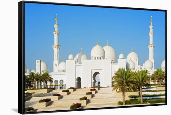 Middle East, United Arab Emirates, Abu Dhabi, Sheikh Zayed Grand Mosque-Christian Kober-Framed Stretched Canvas