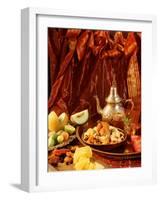 Middle Eastern Meal with Quail, Couscous, Fruit and Tea-Barbara Lutterbeck-Framed Photographic Print