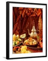 Middle Eastern Meal with Quail, Couscous, Fruit and Tea-Barbara Lutterbeck-Framed Photographic Print