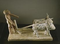 Funerary Model of a Ploughman Leading His Plough Drawn by Two Oxen-Middle Kingdom Egyptian-Framed Giclee Print