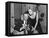MIDDLE OF THE NIGHT, 1959 directed by DELBERT MANN Fredric March and Kim Novak (b/w photo)-null-Framed Stretched Canvas