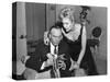 MIDDLE OF THE NIGHT, 1959 directed by DELBERT MANN Fredric March and Kim Novak (b/w photo)-null-Stretched Canvas