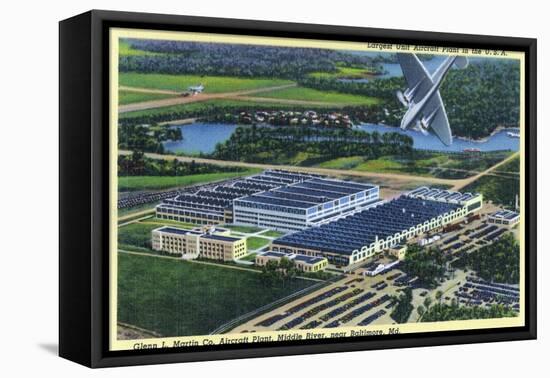 Middle River, Maryland - Airplane over Glenn L. Martin Aircraft Plant near Baltimore-Lantern Press-Framed Stretched Canvas