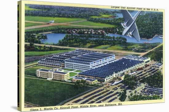 Middle River, Maryland - Airplane over Glenn L. Martin Aircraft Plant near Baltimore-Lantern Press-Stretched Canvas