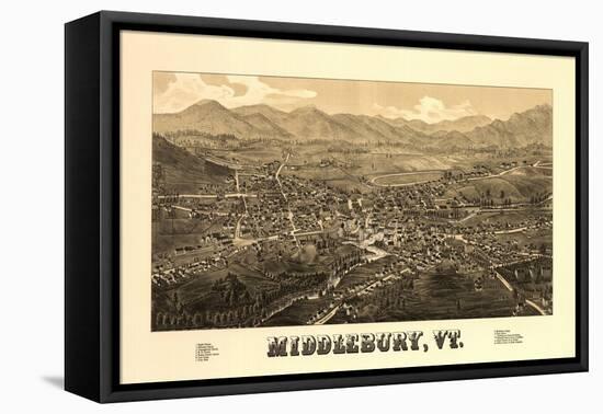 Middlebury, Vermont - Panoramic Map-Lantern Press-Framed Stretched Canvas