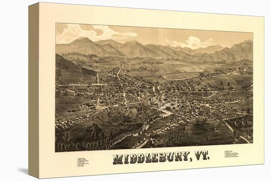 Middlebury, Vermont - Panoramic Map-Lantern Press-Stretched Canvas