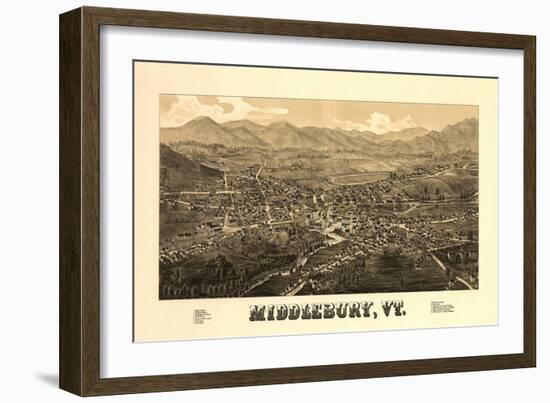 Middlebury, Vermont - Panoramic Map-Lantern Press-Framed Art Print