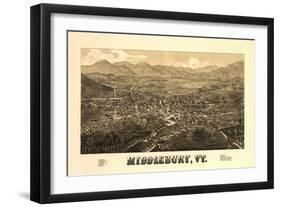 Middlebury, Vermont - Panoramic Map-Lantern Press-Framed Art Print