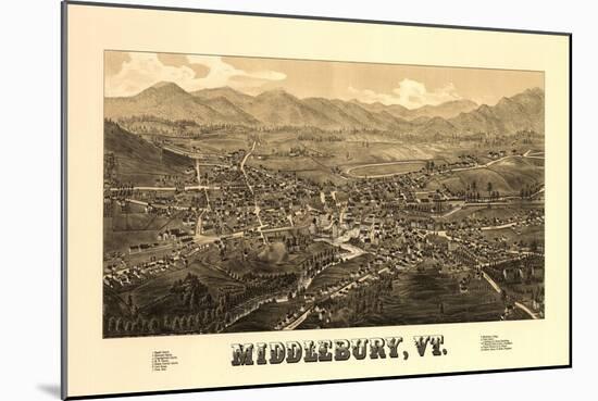 Middlebury, Vermont - Panoramic Map-Lantern Press-Mounted Art Print